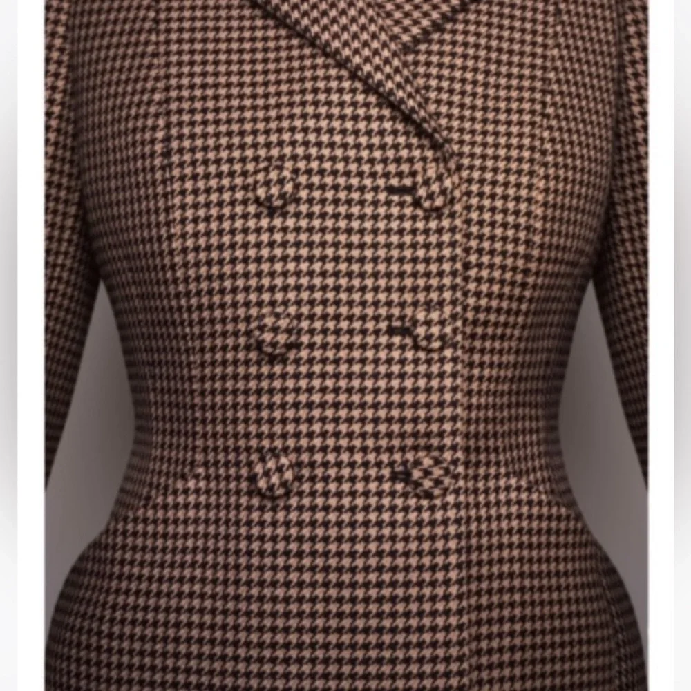 Christian Dior Iconic Bar Jacket - Brown Houndstooth Doublebreasted - 40 - NWT